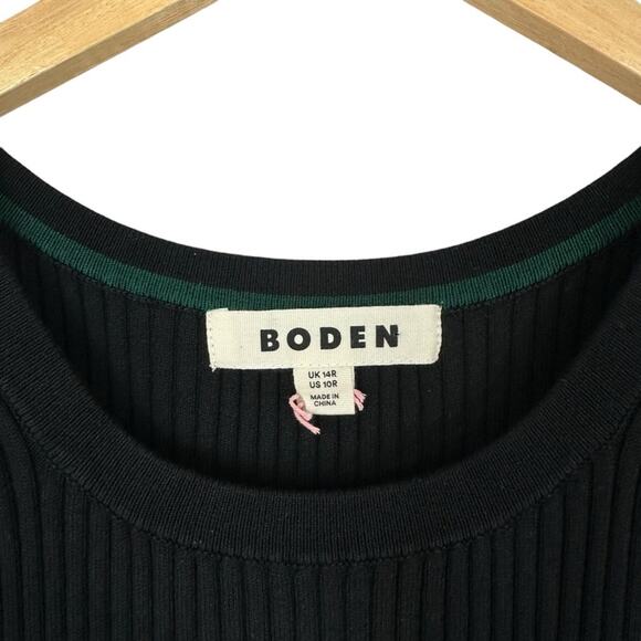 NEW Boden Cutout Knitted Ribbed Midi Black A-line Sweater Dress Minimalist Fall - Picture 4 of 14